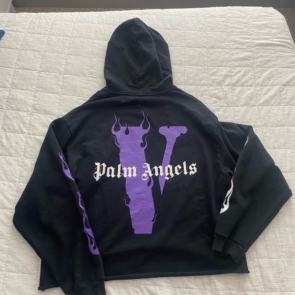 Palm Angels x Vlone Black and Purple Hoodie